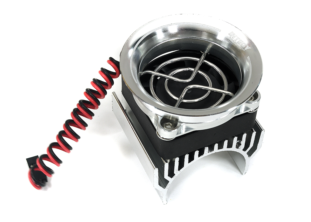 C30953SILVER 36mm Motor Heatsink + 40x40mm Fan w/ Intake Ram Funnel for Most 1/10 RC Crawler - Image 1