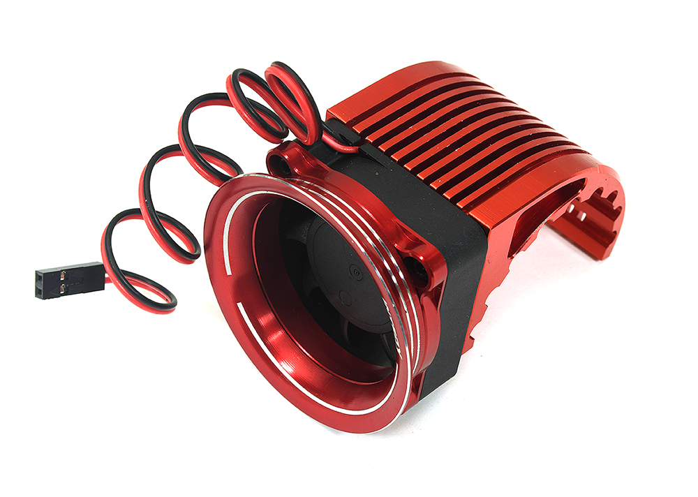 C30957RED 42mm Motor Heatsink + 40x40mm Fan w/ Intake Ram Funnel for Most 1/8 & 1/10 RC - Image 1