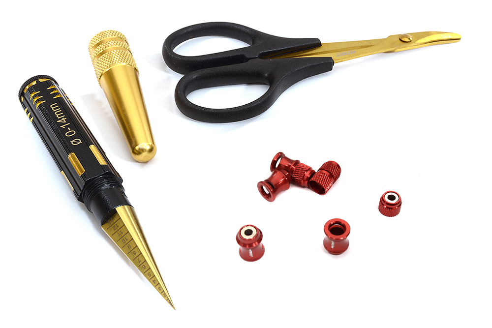 C31019RED Universal Plastic R/C Body Mounting Hole, Cut & Trim Tool Kit - Red - Image 1