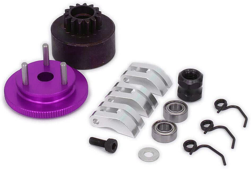 C31030PURPLESILVER 1/8 Nitro Flywheel, Clutch & 14T Clutch Bell Set for 21-28 Size Engine - Image 1