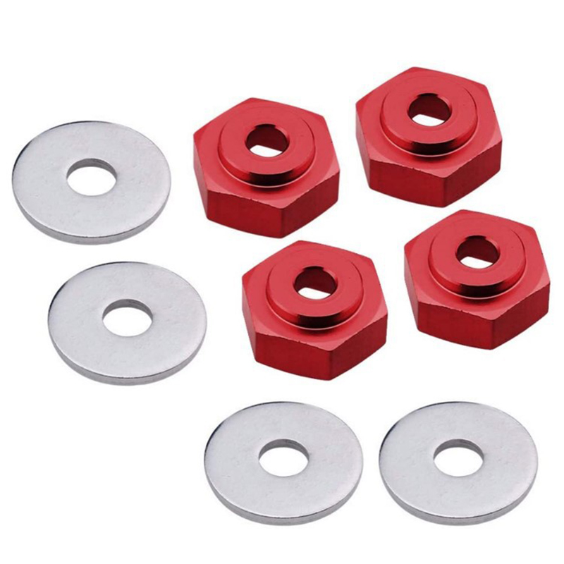 C31087RED 12-to-17mm Conversion Alloy Hex Wheel (4) Hub +1mm Offset for 1/10 Scale RC - Image 1