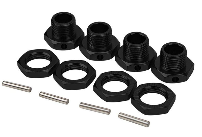 C31088BLACK Alloy 17mm Hex Wheel (4) Hub for 1/8 Scale RC Buggy - Image 1