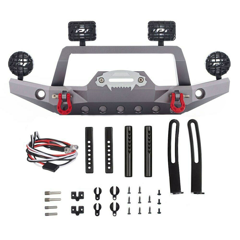 C31181GUN Realistic Front Alloy Bumper w/ LED for Traxxas TRX-4 w/ 43mm Mount - Image 1