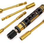 QuickPit Metric Size Hex Nut Driver Handle w/ Tips (4, 5.5, 7 & 8mm)