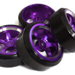 5 Spoke Wheel & Tire Set (4) for Drift Racing (O.D.=62mm) W=26mm Offset 3.5mm