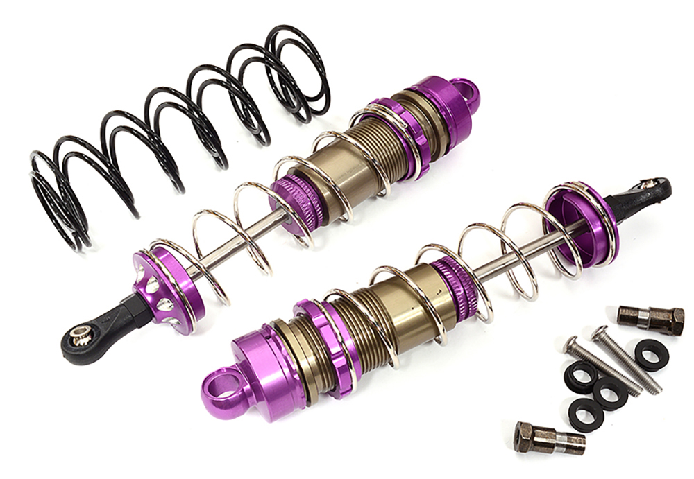 C31550PURPLE Alloy Machined HD Big Bore Shocks (2) 130mm for 1/8 Scale Off-Road - Image 1