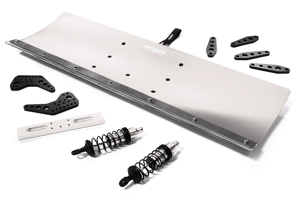 C31613SILVER Alloy Machined 400mm Snowplow Kit for Losi 1/10 Lasernut U4 4WD Brushless RTR - Image 1