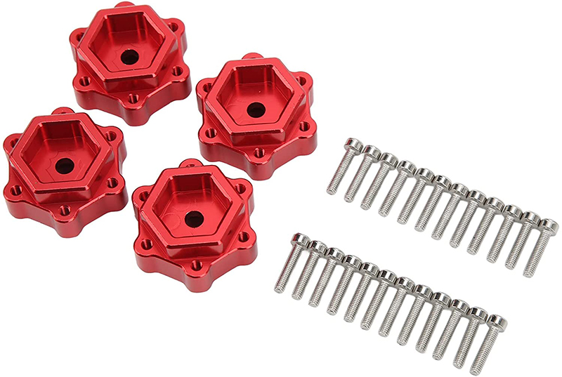 C31698RED Alloy Machined +5mm Offset Wheel Adapters for Losi 1/8 LMT 1.0 4WD Monster Truck - Image 1