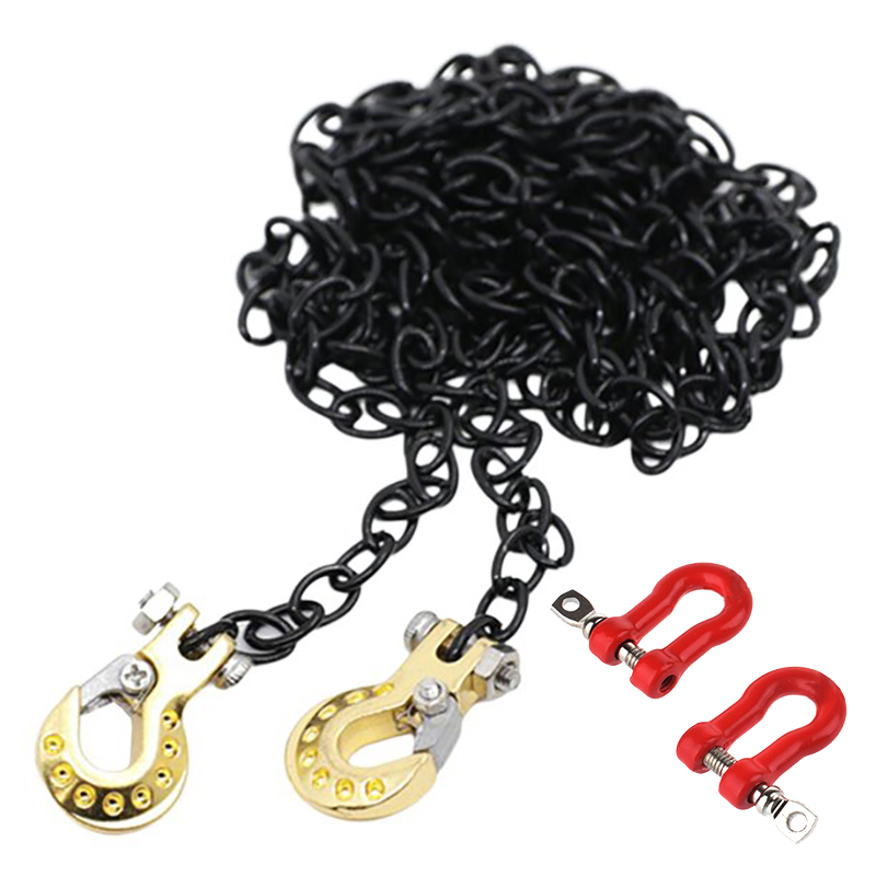 C31724GOLD Realistic 1/10 Size Drag Chain & Tow Hooks w/Bow Shackle for 1/10 Scale Off-Road - Image 1