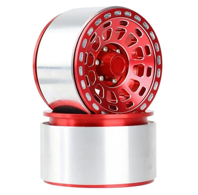 C31845RED Alloy Machined Wheels (2) for Axial SCX6 45001 - Image 1