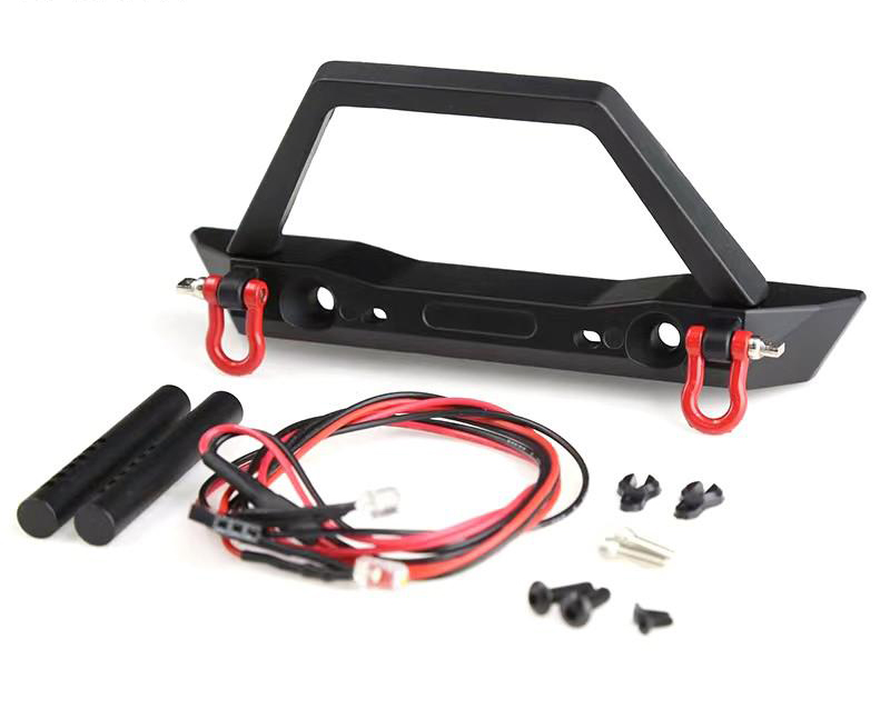 C31907BLACK Realistic Metal Front Bumper w/ LED for Traxxas TRX-4 & Axial SCX-10 - Image 1