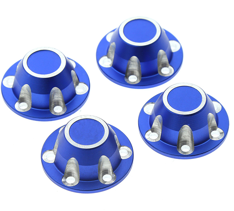 C31917BLUE Alloy Machined Center Wheel Hub Caps (4) for Axial SCX6 45001 - Image 1