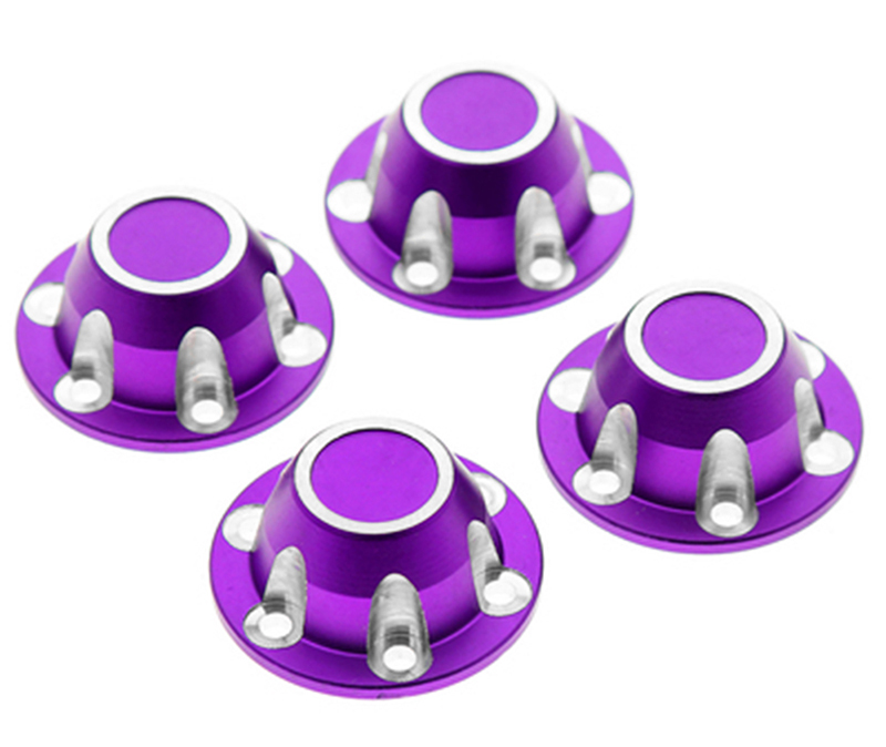 C31917PURPLE Alloy Machined Center Wheel Hub Caps (4) for Axial SCX6 45001 - Image 1