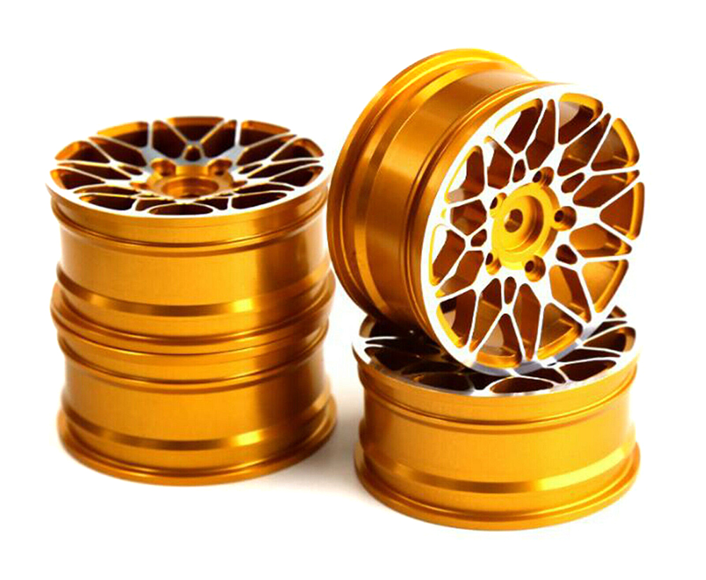 C31931GOLD Dual 10 Spoke Alloy Wheel Set (4) for 1/10 On-Road Touring W=26mm - Image 1