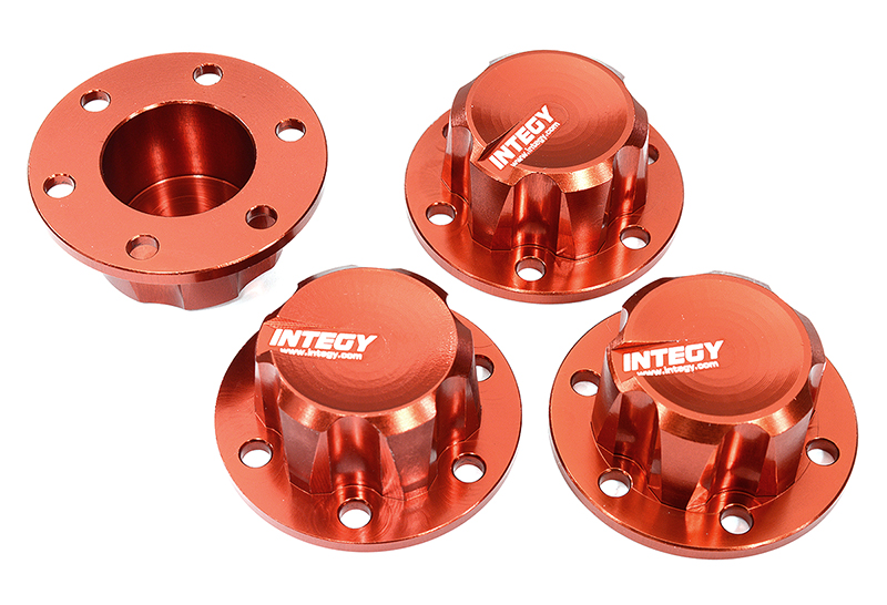 C31944RED Billet Machined Alloy Wheel Hub Caps for Axial SCX6 Crawler 45001 - Image 1