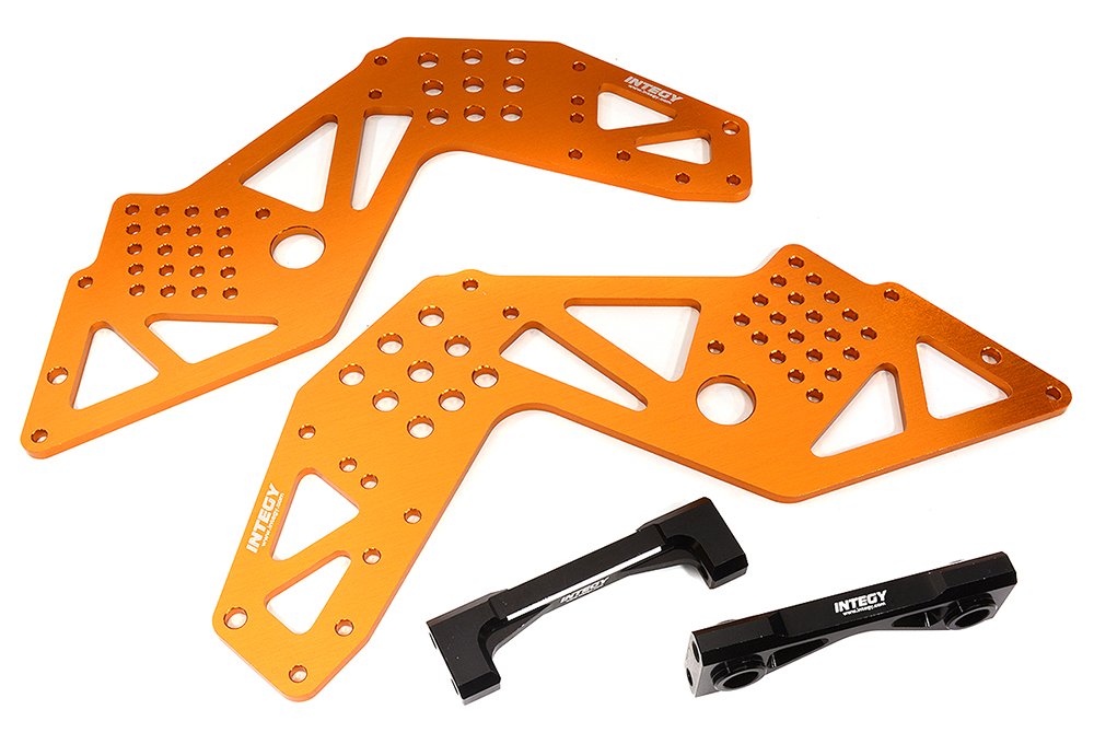 C31976ORANGE Billet Machined Chassis Side Plates & Mounts for Losi 1/8 LMT 1.0 Monster Truck - Image 1