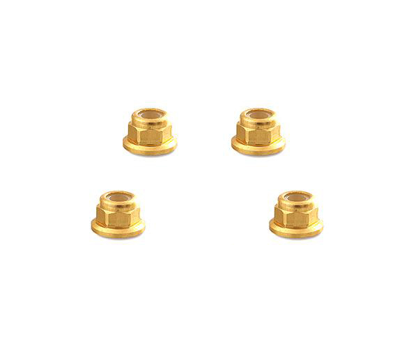 C32140GOLD Color Alloy Metal M3 Size Hex Lock Nut Flanged 4pcs - Image 1
