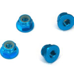 Light Blue Alloy Metal M4 Size Hex Lock Nut Flanged, Pack of 4