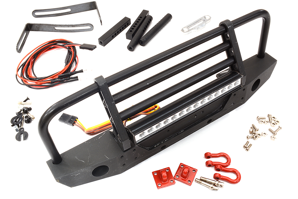 C32147 Realistic Front Metal Bumper w/ LED Light for 1/10 Crawler - Image 1