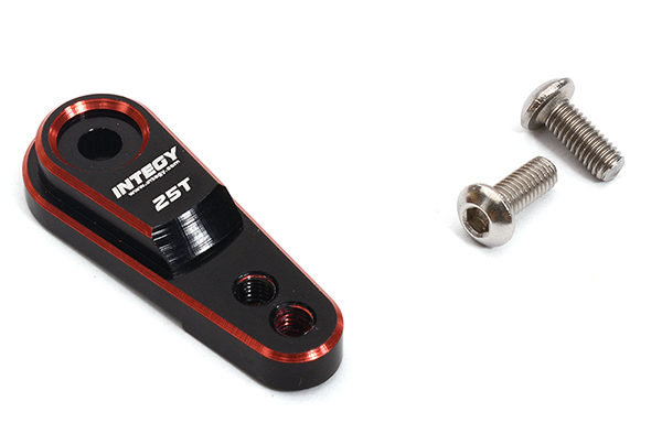 C32327BLACKRED Billet Machined Alloy Servo Horn 25T for Futaba Servo (r=18, 22mm) - Image 1