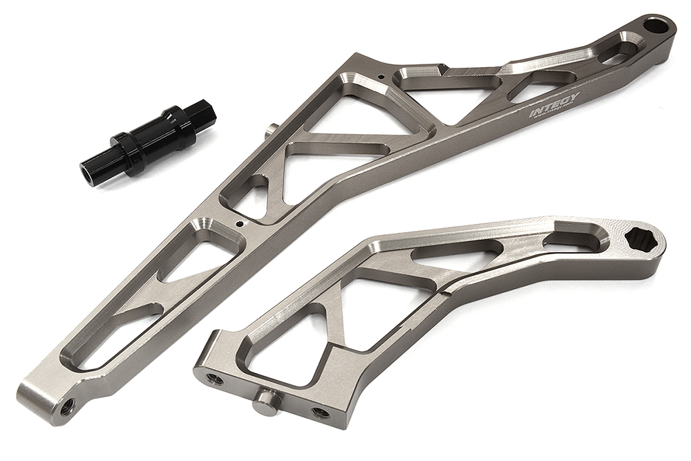 C32401GREY Grey Billet Machined Rear Chassis Braces Pair for Losi DBXL-E 2.0 4WD 1/5 Scale - Image 1