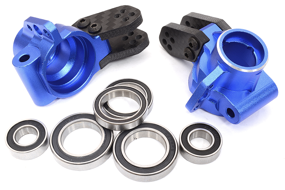 C32603BLUE Alloy Rear Hub Carriers w/ 6 Bearings for Arrma 1/8 Kraton & Outcast AR330404 - Image 1