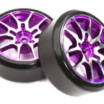 Alloy Machined 10-Spoke Wheel & Tire Set (2) for 1/10 Drift W=26mm Offset 3.5mm