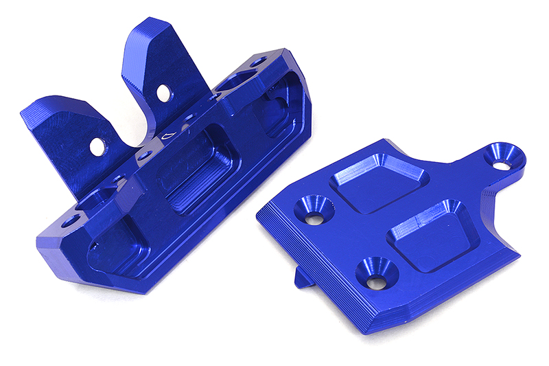 C32937BLUE Machined Rear Skid Plate & Bumper w/ 1-Pc Block D for Traxxas 1/8 Sledge 9536 - Image 1
