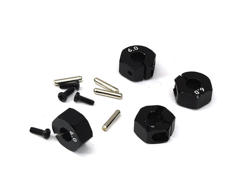 C33144BLACK 12mm Hex Wheel (4) Hub 6mm Thick for 1/10 Traxxas, Axial, Tamiya, Drift & TC - Image 1