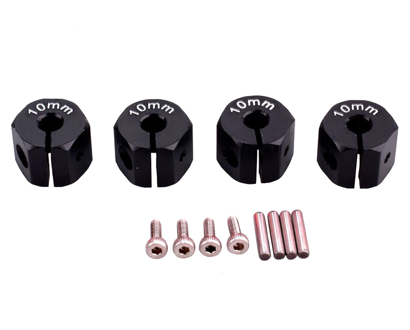 C33148BLACK 12mm Hex Wheel (4) Hub 10mm Thick for 1/10 Traxxas, Axial, Tamiya, Drift & TC - Image 1