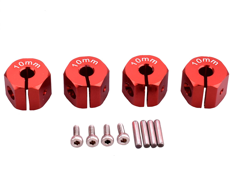 C33148RED 12mm Hex Wheel (4) Hub 10mm Thick for 1/10 Traxxas, Axial, Tamiya, Drift & TC - Image 1