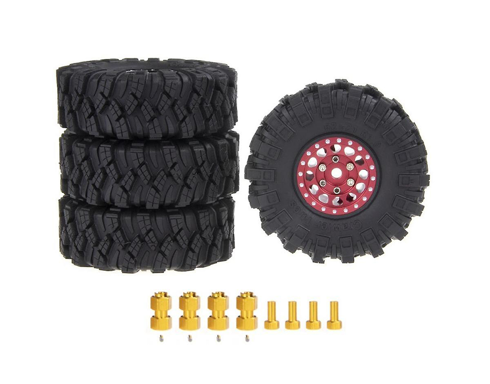 C33189RED Alloy 1.0 Beadlock Wheels, Tires & Adapters(4) for Traxxas 1/18 TRX-4M 9869 9871 - Image 1