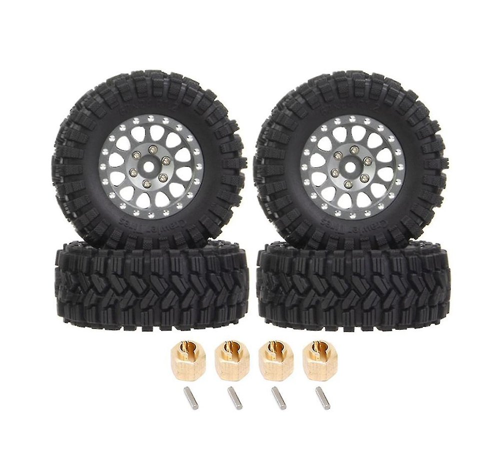 C33191GUN Alloy 1.2 Beadlock Wheels, Tires & Adapters (4) for Traxxas 1/18 TRX-4M - Image 1