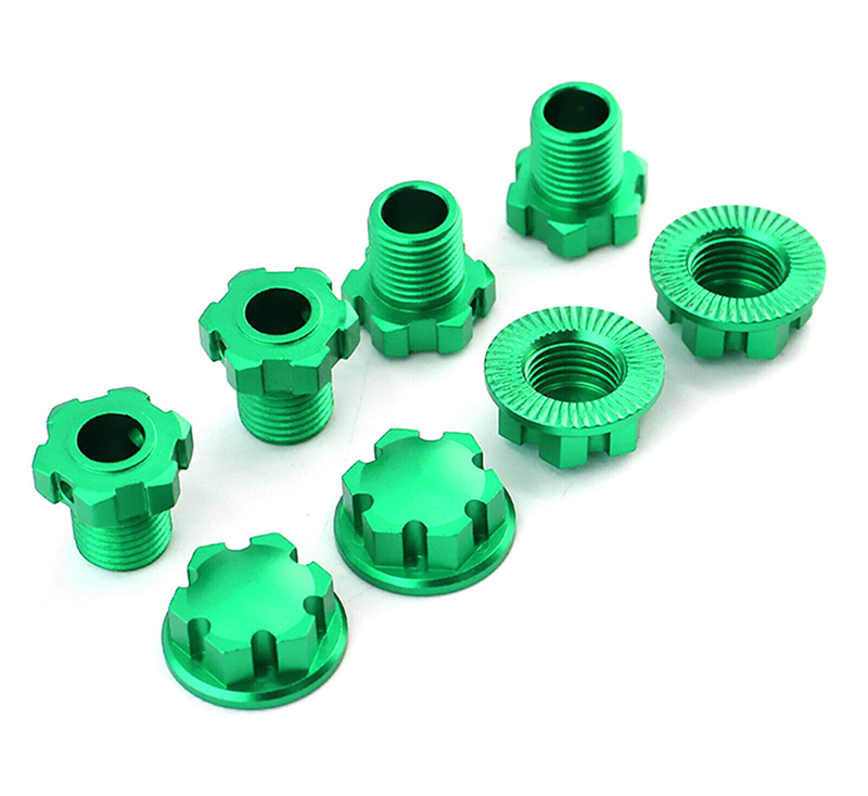 C33224GREEN Alloy Machined 17mm Hex Hubs (4) for Traxxas Sledge & E-Revo 2.0 (2018+) 8654 - Image 1