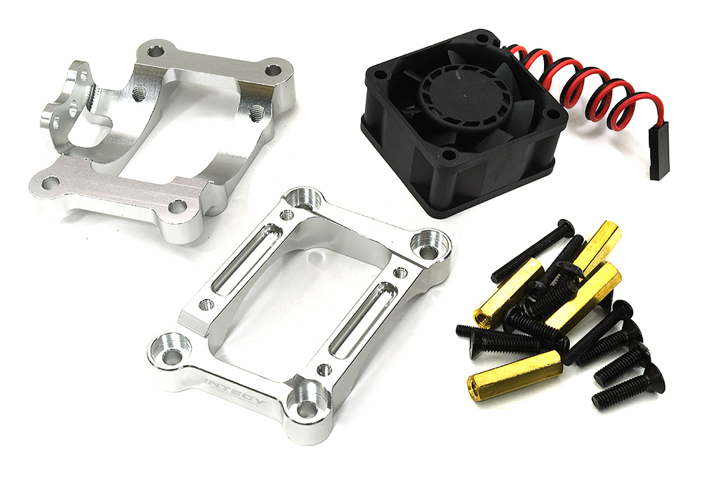 C33268SILVER Machined Motor Mount w/ 40x40mm 17k rpm Fan for Traxxas 1/8 Sledge 4WD 9589 - Image 1