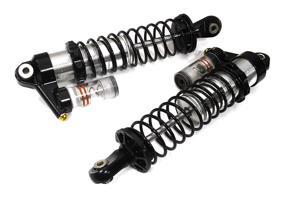 C33282SILVER Silver Billet Machined Upgrade Piggyback Shocks Pair for Axial SCX6 Crawler - Image 1