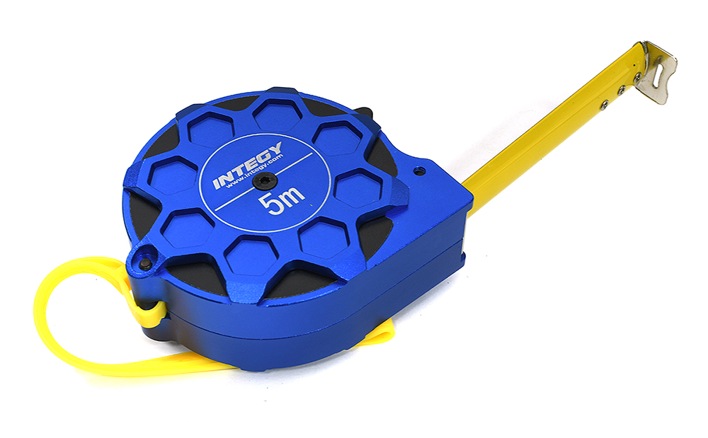 C33346BLUE 5 Meter Tape Measure by Integy - Blue Alloy Machined Case 15ft Metric & Inch - Image 1