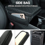 Black PU Leather Armrest Cover w/ Pocket for Tesla Model 3/Y - Image 3
