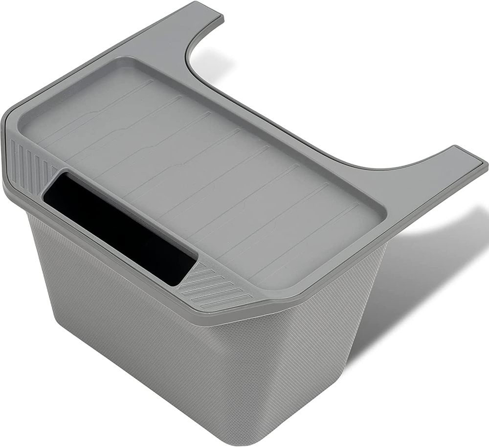 C33490 Grey TPE Rear Center Console Storage Box for Tesla 20-24 Model Y - Image 1