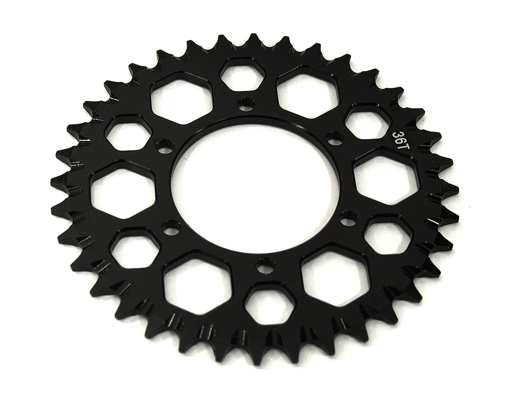 C33597BLACK Billet Machined 36T Hub Chain Sprocket for Losi 1/4 Promoto-MX Motorcycle - Image 1