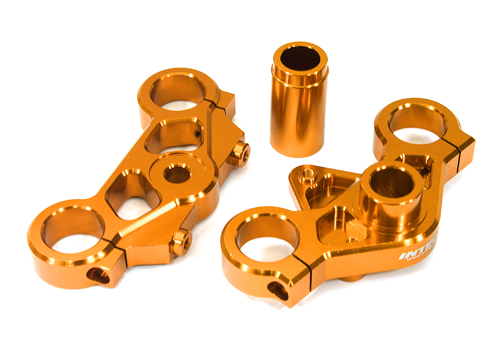 C33610ORANGE Billet Machined Triple Clamp Set for Losi 1/4 Promoto-MX Motorcycle - Image 1
