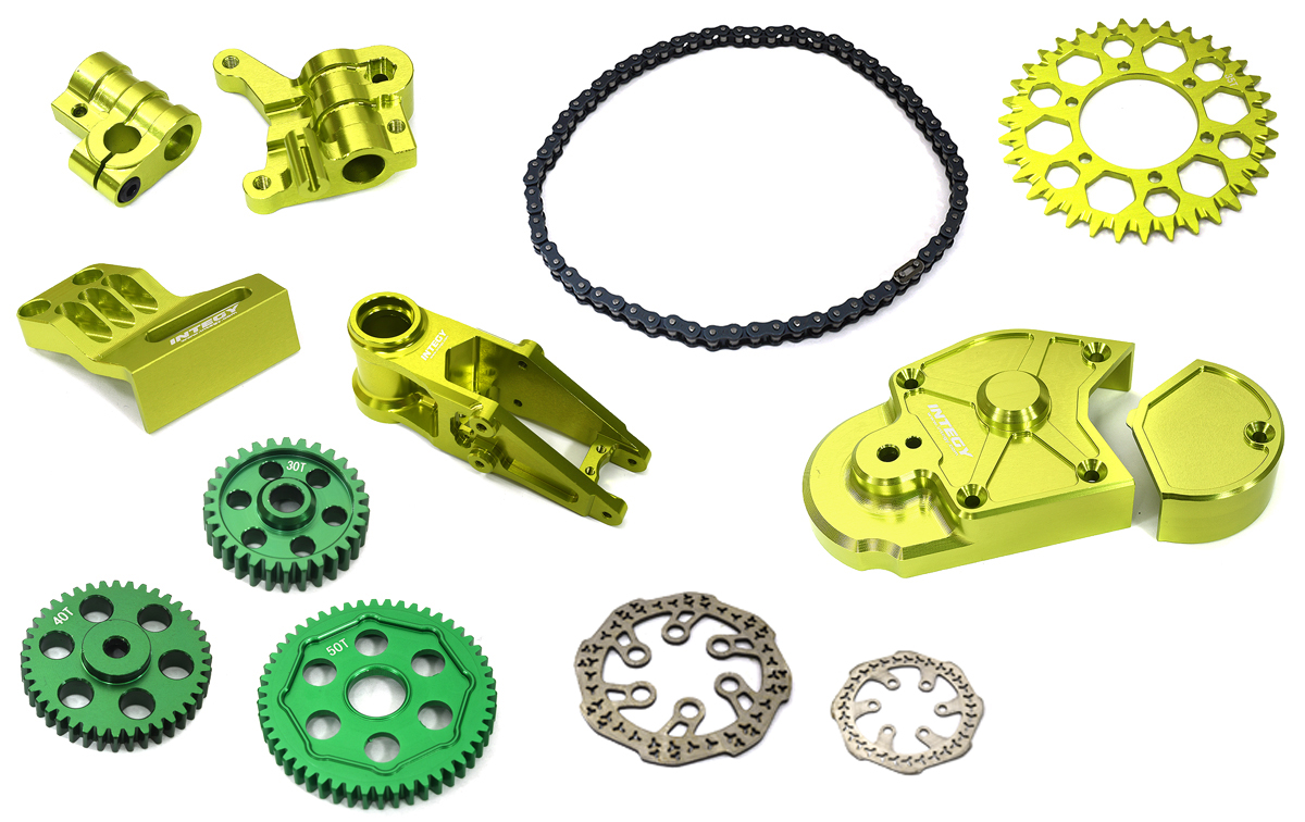 C33678GREEN Billet Machined Alloy Conversion Kit Combo E for Losi 1/4 Promoto-MX Motorcycle - Image 1