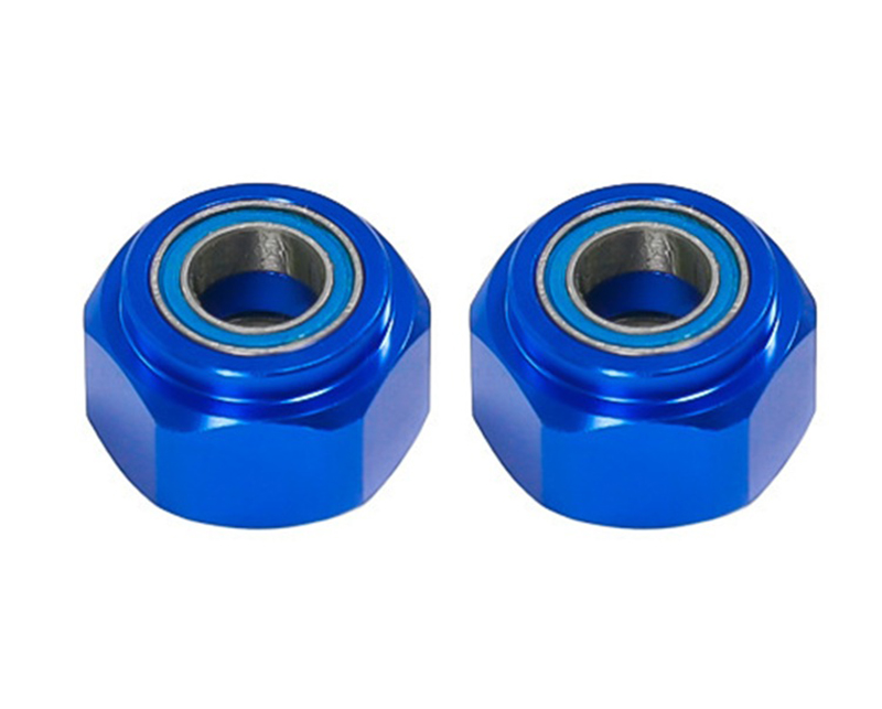 C33716BLUE Alloy Machined Front Axle Hex Adapters w/ Bearings for Tamiya DT-03 - Image 1