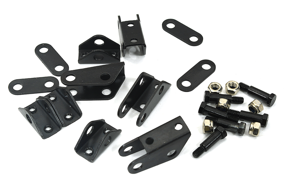 C34028BLACK Rear Suspension Leap Spring Support Mounts for Custom 1/14 Semi-Tractor Truck - Image 1