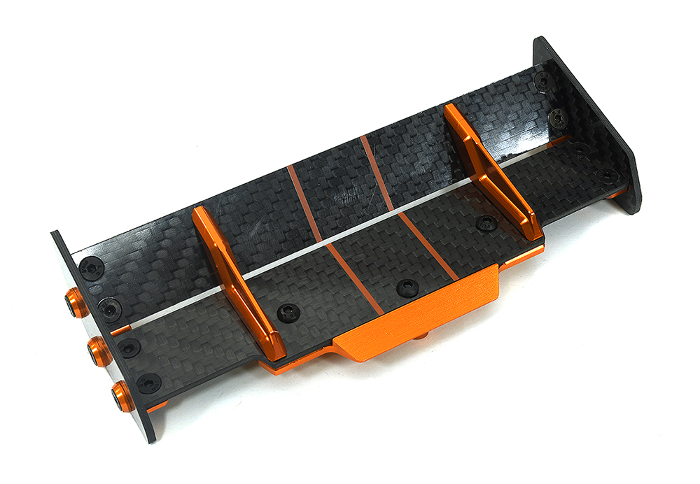C34127ORANGE Carbon Fiber Rear Aero Wing Kit for Traxxas 1/10 Rustler 4X4 6721 - Image 1