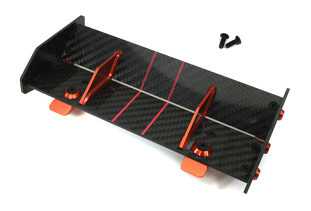 C34201RED Carbon Fiber Rear Aero Wing Kit for Arrma 1/10 Vorteks 2WD 4X4 3s BLX ARA480045 - Image 1