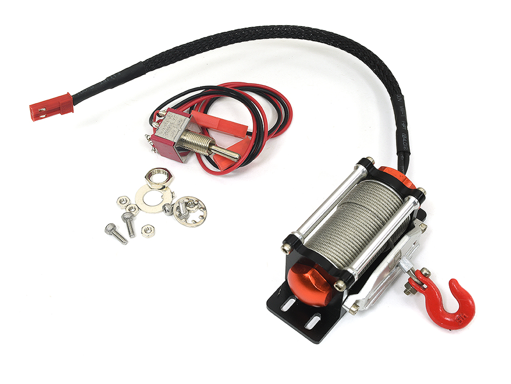 OBM022 Realistic Black Power Winch Toy for 1/10 Scale Rock Crawler Trucks - Image 1
