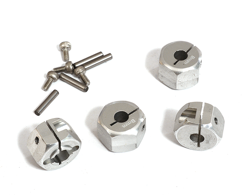 OBM1375SILVER 12mm Hex Wheel (4) Hub 9mm Thick for 1/10 Axial, Tamiya, Drift & TC - Image 1