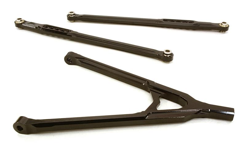 OBMBR233008BLACK CNC Machined Aluminum Front Lower Chassis Linkages+Upper Y-Arm for Axial SCX-10 - Image 1