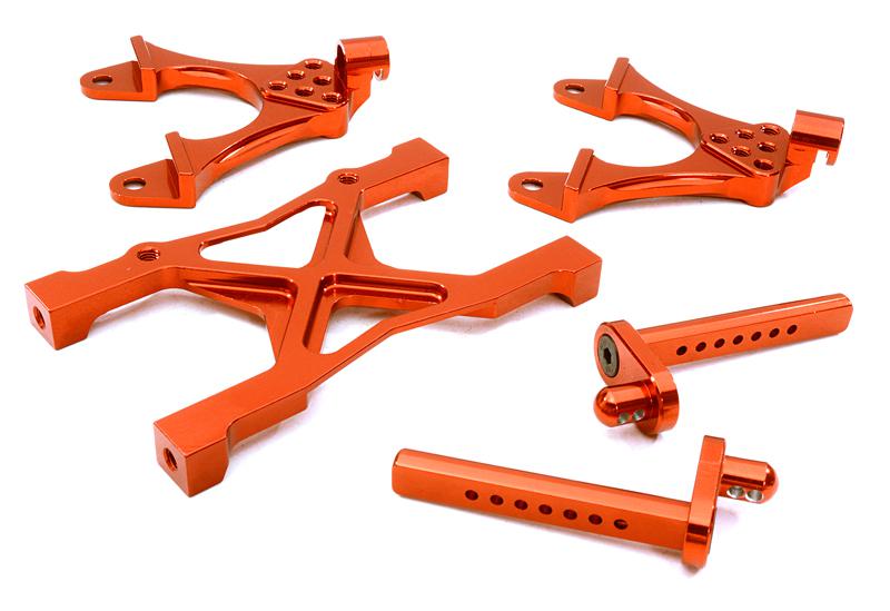 OBMBR233010RED CNC Machined Rear Chassis Brace, Shock Tower & Body Post Kit for Axial SCX-10 - Image 1